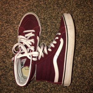 Maroon high top vans
